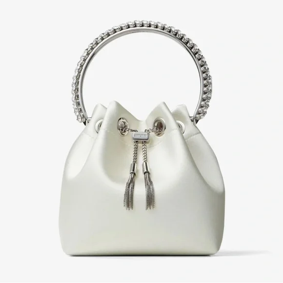 Jimmy Choo Bon Bon
Ivory Satin Bag with Crystal Handle - Picture 2 of 7